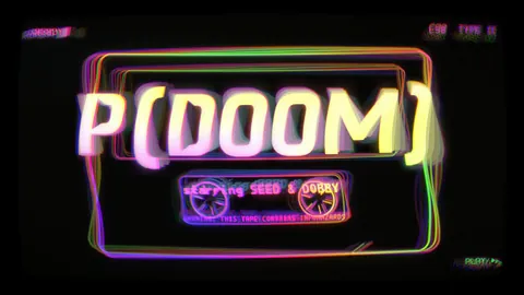 The P(DOOM) title, magnetized, on a cassette.